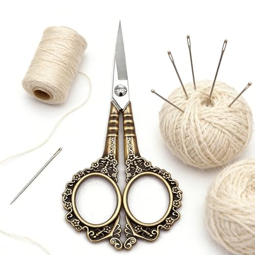 Vintage Embroidery Scissors With A 4.7-inch Petal Design, Stainless Steel Sharp Fabric Cutting Scissors, Ideal for Crafts, Art, Sewing, DIY Tools - Bronze