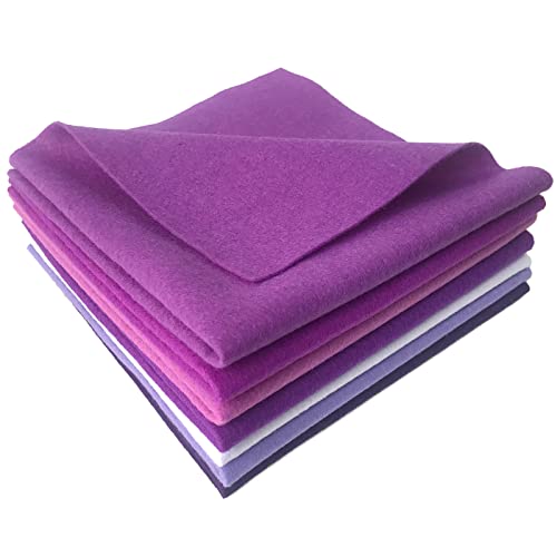 7pcs 18" X 18" 1.4mm Thick Soft Felt Nonwoven Fabric Sheet Pack DIY Craft Patchwork Sewing Square Assorted Colors (Purple Series) - color: Purple Series