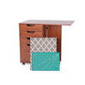 Kangaroo Kiwi Sewing Storage Rolling Caddy and Ironing Station – Mobile Craft Storage Cabinet with Ironing Surface & Shelves - color: Teak