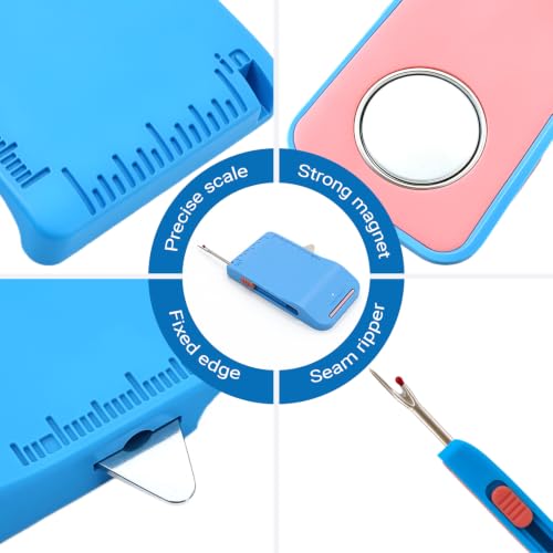 Magnetic Sewing Machine Sleeve Tool Seam Guide with Seam Ripper Ruler Scale - color: blue