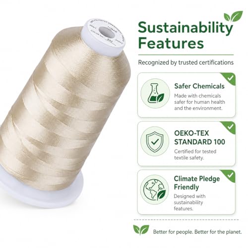 Simthread 5500Yds/5000M 40WT Polyester Embroidery Thread Beige 843 - color: Beige843