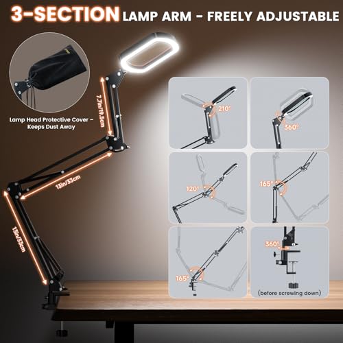 10X Rectangle Magnifying Lamp, Large Magnifying Light with 5 Color Modes - color: Black