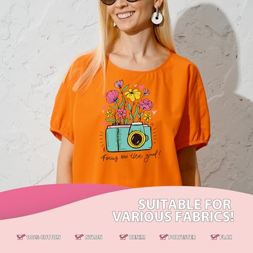 Inspirational Iron on Transfer - 12Pcs Positive Quotes DTF Transfers Ready to Press, Floral Butterfly Iron on Decals Patches, Heat Transfer Vinyl Stickers for T-Shirt Bag Pillow DIY Craft