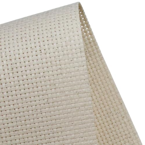 KCS one Piece 19" x 28"(48cmx72cm) 11CT Counted Cotton Aida Cloth Cross Stitch Fabric (Oatmeal) - color: Oatmeal