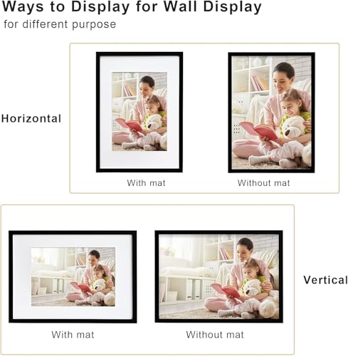 Egofine A2 Solid Wood Picture Frame, Made of Solid Wood Covered by Plexiglass A3 with Mat 16.5 x 23.4 without Mat, Poster Frame for Wall Mounting Hanging Photo Frame Vertically or Horizontally, Black - color: Black, size: A2