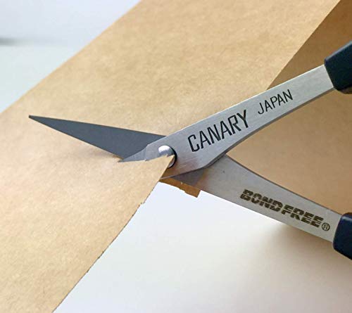CANARY Japanese Mini Craft Scissors 4" Curved Blade [Extra Non-Stick], Small Detail Scissors for Paper Crafting, Fabric Cutting, Art Crafts, Made in JAPAN - size: Mini (Extra Non-Stick -Curved-)