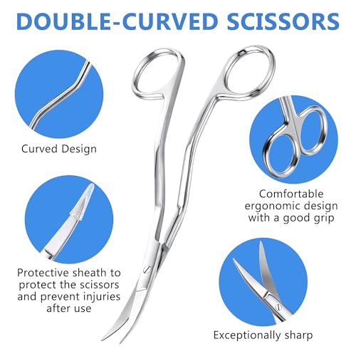 Therwen 6" Bent Handle Curved Embroidery Scissor,Appliqué Scissor, Silver - color: Silver