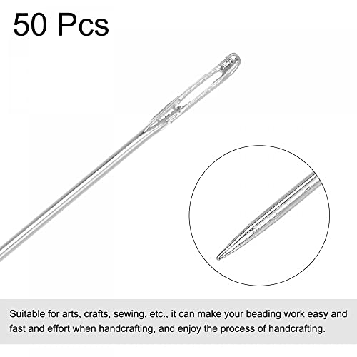 uxcell Beading Needles Fine Thin Long Straight Sewing Embroidery Threads Stainless Steel 2.17 Inch 50Pcs - size: 55mmx0.45mm
