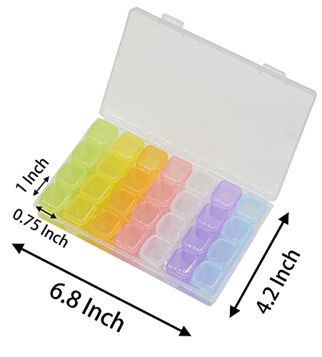 Yansanido 6 Pcs 28 Grids Colorful 5D Diamond Painting Embroidery Box, Accessories Storage Containers Adjustable Bead Case with 196 Pcs Label Stickers (28 Grids-6pack Colorful) - color: 28 Grids-6pack Colorful