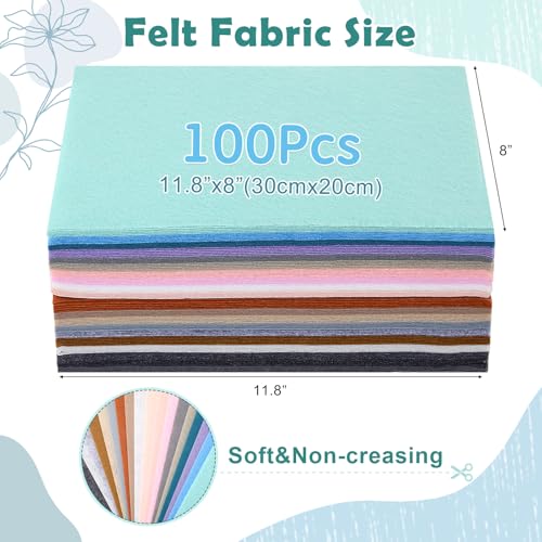 Tegeme 100 Pcs 8 x 12 Inches Felt Sheet for Craft Thin, Morandi Series - color: Morandi Series