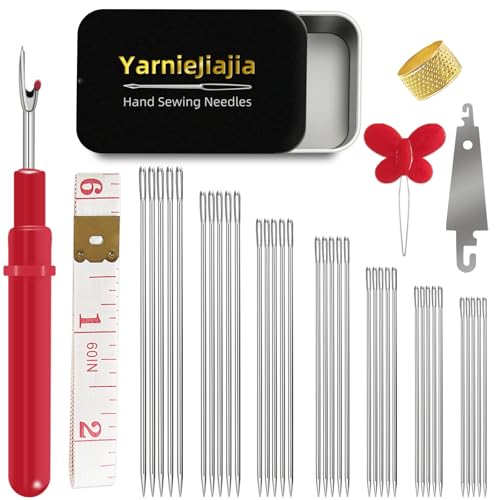 35pcs Steel Needles for Hand Sewing with Threaders Tape Measure