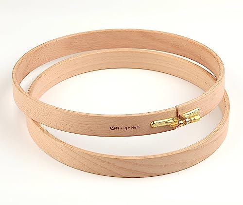 Nurge Premium Quality 24 mm Wood Embroidery Hoop, Cross Stitch Hoop with Gold Plated Adjustable Brass Screw (No:6) - size: 9.84" / 250mm Dia