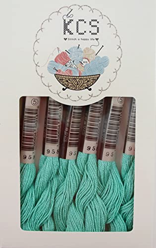 KCS 25 M/Skein Mercerized Pearl Cotton Crochet Needlepoint Thread,Size 5,6 skeins,Seagreen dk - color: Seagreen dk