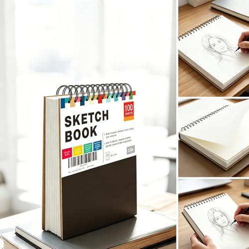 Cile Mixed Media Sketchbook–12x9 Inch,100 Sheets,100gsm Acid-Free Paper,Perfect for Drawing and Sketching with Tracing and Pastel Papers - color: Black