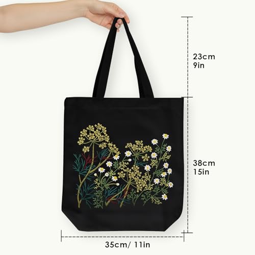 ERKOON Canvas Tote Bag Embroidery Kit for Beginners, Floral Arts Crafts Cross Stitch Kits for Adults Including Stamped Embroidery Bag with Hoops, Needle, Instruction and Color Threads(Chamomile) - color: Chamomile