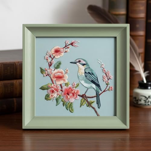 ARTopet Embroidery Kit for Beginners Cross Stitch Kits Needlepoint Set Colorful Bird Patterns Embroidery Thread Kit for Craft Lover Hand Stitch with 7.87in Hoop Threads Fabric-Bird04 - color: Bird04