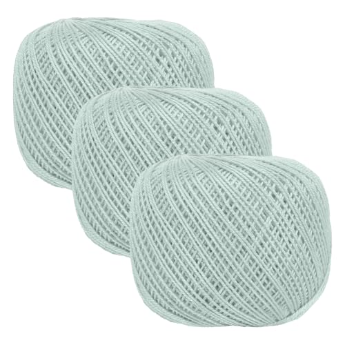 MECCANIXITY Crochet Thread Pearl Cotton Size 3 Light Blue 3 Rolls 164 Yards for Crocheting Tatting Knitting Embroidery Sewing - color: Light Blue