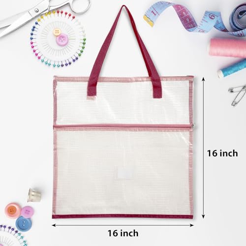 Cosblank 16x16inch Sew Project Bag Jumbo Needlepoint Project Bag, Red - color: Red
