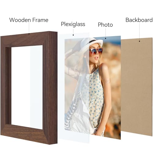 Vittanly 4x4 Picture Frame for Wall or Tabletop, Brown - color: Brown, size: 4x4