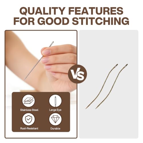 CLEANGOR 70Pcs Sewing Needle Set, 7 Size Large Eye Hand Sewing Needles Kit