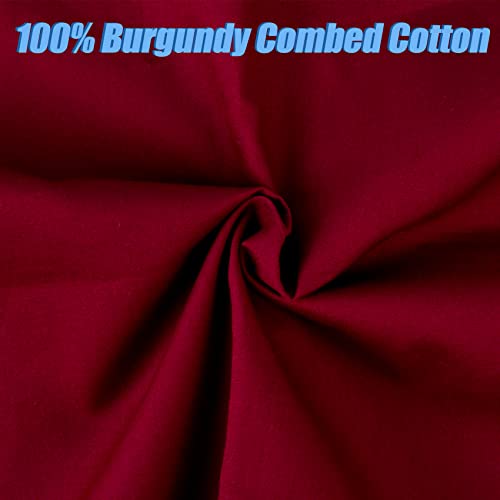2 Yard Burgundy Cotton Fabric, Natural Cotton Poplin Fabric by The Yard, 59 Inches Wide 100% Cotton Fabric, Soft Embroidery Muslin Quilting Material for Sewing Material Apparel Cloth - color: Burgundy, size: 2 Yards