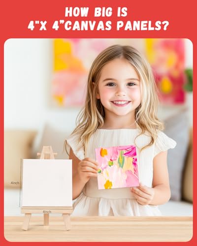 Simetufy 72 Pcs 4x4inch Mini Canvas Boards for Painting, Square Art Panels - size: 4"x4"- 72 pack