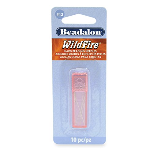 Beadalon Hard Needles, 13, for Bead Cord Sizes up to .011 in, 10 Pieces with case,Silver