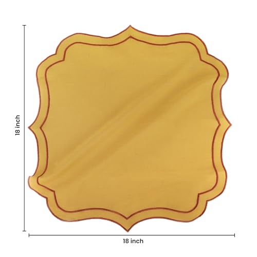 NATURALCRAFT Scalloped Cloth Napkins 18x18 in - Gold Edges Rust - color: Gold Napkin With Rust Edges, size: 18" x 18" (Set of 6)