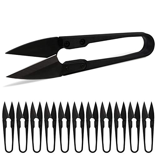 Anley 4" Sewing Scissors Set - Carbon Steel Trimming Nipper Yarn Lightweight Thread Cutter - Portable Mini Embroidery Clipper Stitching Snip for DIY, Household Supplies (12Pcs, Black) - color: Black