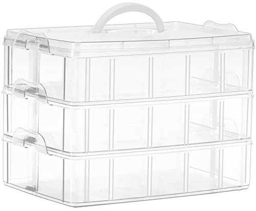 Sooyee 3-Tier Stackable Craft Organizers and Storage Box, Clear - size: 3-Tier