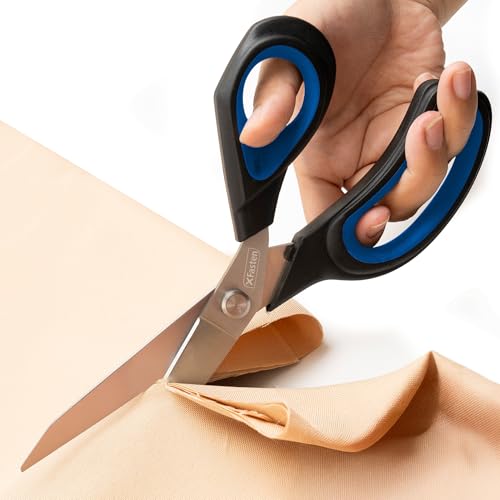 XFasten Sewing Scissors for Fabric Cutting Blue 9.5 Inch Professional Fabric Scissors Sewing | Heavy duty and Large - color: Blue