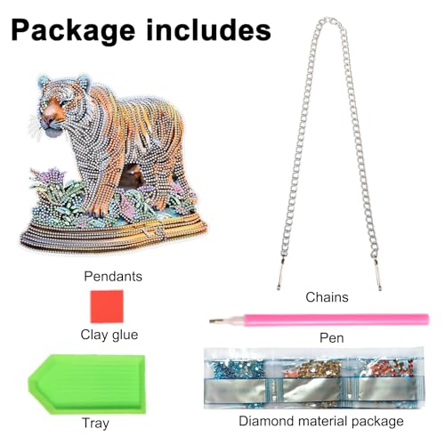 JISHSHAY Diamond Painting Hanging Pendant Tiger Diamond Art Hanging Ornament Animal Gem Art Pendant Gem Painting Wind Chimes Mosaic Kits for Adults Windchimes Embroidery Suncatchers Sun Catchers - color: Tiger