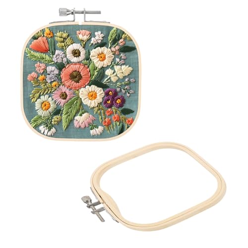PATIKIL 2 Pieces 5.1" x 5.1" Square Embroidery Hoops, Adjustable Bamboo Cross Stitch Hoops Ring Embroidery Frame Punch Needle Hoop for Sewing, Needlework, DIY Sewing Craft Decoration - size: 5.1" x 5.1"