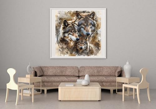 Moohue Stamped Cross Stitch Kits for Adults 14 Count Printed Cross Stitch Kits for Beginners Animal Wolves Cross Stitch Patterns Needlepoint kit (Animal Wolves) - color: Animal Wolves