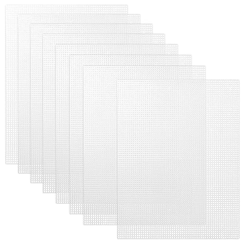 Caydo 8 Pieces 7 Count Plastic Canvas Sheets, Plastic Mesh Sheet - color: Clear White - 8pcs