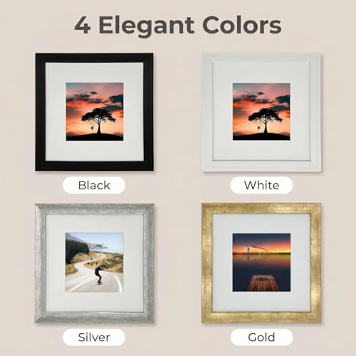 8x8 Photo Frame Gallery Picture frame with 5x5 mat,Freestanding and Wall Mountable,Gold - color: Gold, size: 8x8
