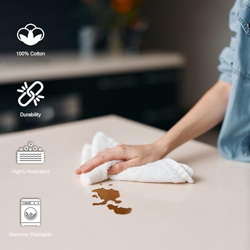 100% Cotton Terry Towels Cleaning Cloths Pack of 50 (12x12 Inches) White Cotton Terry Cloth Bar Rags White Bar Towels, Multipurpose High Absorbent Terry Towels for Cleaning Auto Detailing or Painters - size: 50 Count (Pack of 1)