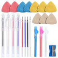 CampTek Tailors Chalk & Fabric Markers for Quilting - 10PCS Tailor's Chalk, 4PCS Heat Erasable Pens with 4 Refills, 3 PCS Sewing Fabric Pencils