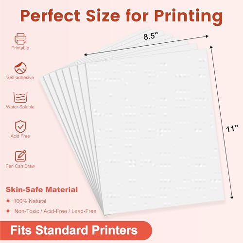 Captain Blues 15PCS 8.5"x11" Sticky Water Soluble Stabilizer for Embroidery - Medium Weight Wash Away Embroidery Stabilizer, Printable & Draw-Ready Patterns for Hand & Machine Embroidery - size: 15-Pcs(8.5''x11'')