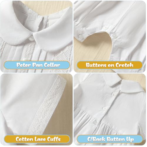 Booulfi Boy Baptism Outfits White Romper Fall Clothes Christening Gifts - color: White-4042, size: 0-3 Months