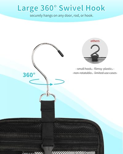 CUBETASTIC Hanging Shower Caddy Portable Bag - Quick Dry Shower Tote for Dorm College Essentials, Water-Resistant Travel Toiletry Bag with Separate Compartment & Multiple Pockets (Black, M) - color: Black
