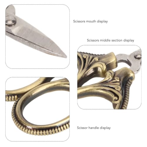 Stainless Steel Scissors Little Portable Vintage Embroidery Scissors for Sewing Crafts Artwork Cross Stitch Cutting Handmade DIY Tools(Yellow bronze) - color: Yellow Bronze