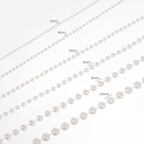 4mm Crafts Faux Pearl Beads Garland Pearl Bead Roll Strand of Pearls to Decorate Floral Centerpieces Wedding Party Favor Christmas Tree(131 Feet Ivory) - color: Ivory, size: 4 mm
