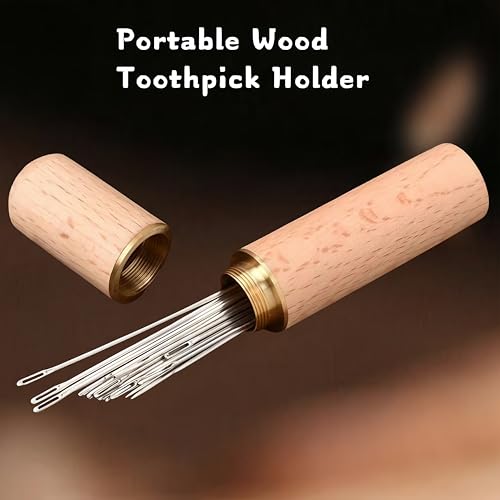 9 Pcs Toothpick Holder Portable Wood Toothpick Case