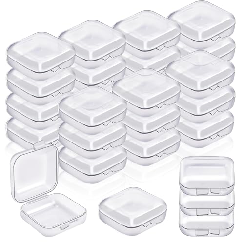 28 Pieces Small Plastic Bead Organizer Container, Mini Clear Storage Box with Hinged Lid for Beads, Ear Plugs, Eye Lash, Small Items (1.37 x 1.37 x 0.7 Inch) - size: 1.37 x 1.37 x 0.7 Inch