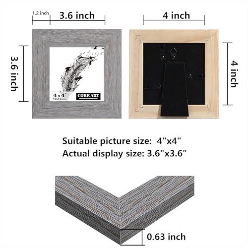 CORE ART 4x4 Picture Frame, Solid Wood Rustic Dark Gray - color: Dark Grey, size: 4x4 - 1 pack