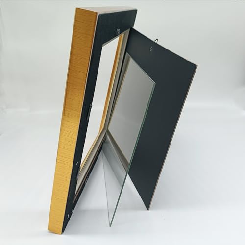 8x8 Gold Picture Frame, Real Glass, MDF, Black Backing, Wall/Tabletop - color: Gold, size: 8x8