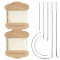 Upholstery Repair Kit: Extra Strong Waxed Sewing Thread 2 Rolls (Beige Color) &Heavy Duty Household Hand Needles (7 PCS) for Leather, Canvas, Bookbinding & Quilting Thread - color: Beige Color
