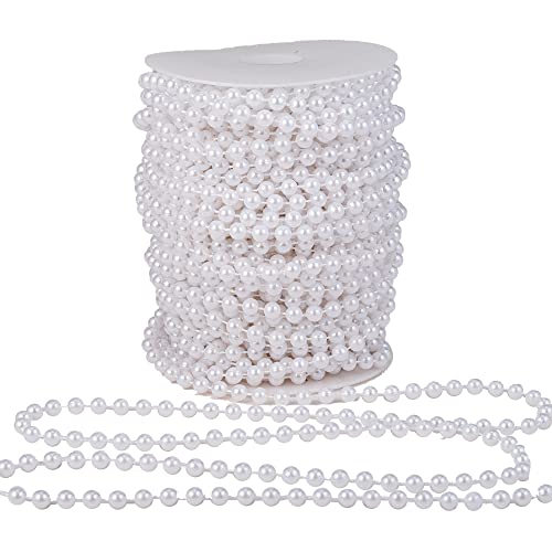 6mm Crafts Faux Pearl Beads Garland Pearl Bead Roll Strand of Pearls to Decorate Floral Centerpieces Wedding Party Favor Christmas Tree(82 Feet White) - color: White, size: 6 mm