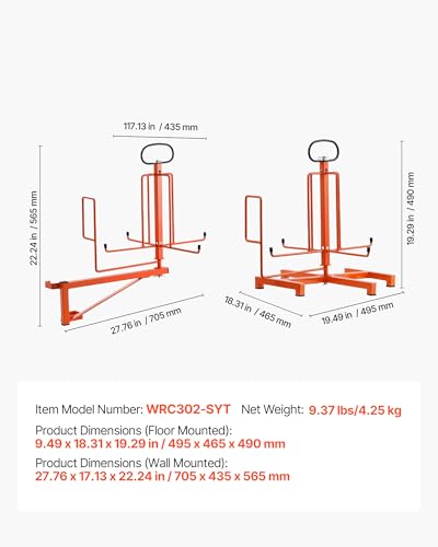 VEVOR Cable Dispenser, Floor or Stud Mounted, Wire Spool Rack, Portable Wire Rack Dispenser with Anti-Slip Metal Handle for Wiring Transport, Swivel Eyelet, for Electrical, Industrial and Retail Use - style: Wire Dispenser
